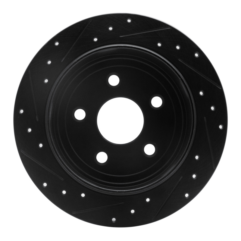 Jeep Wrangler Brake Rotor (1) - Rear Right - R1 Concepts - Drilled & Slotted - Black - `07-`18